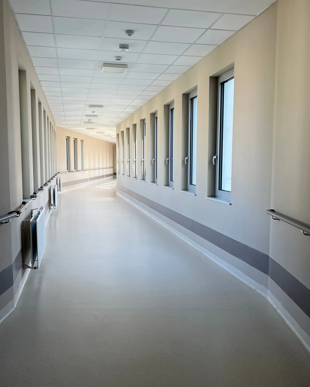 Spotless medical centre corridor cleaned to healthcare hygiene standards in Echuca